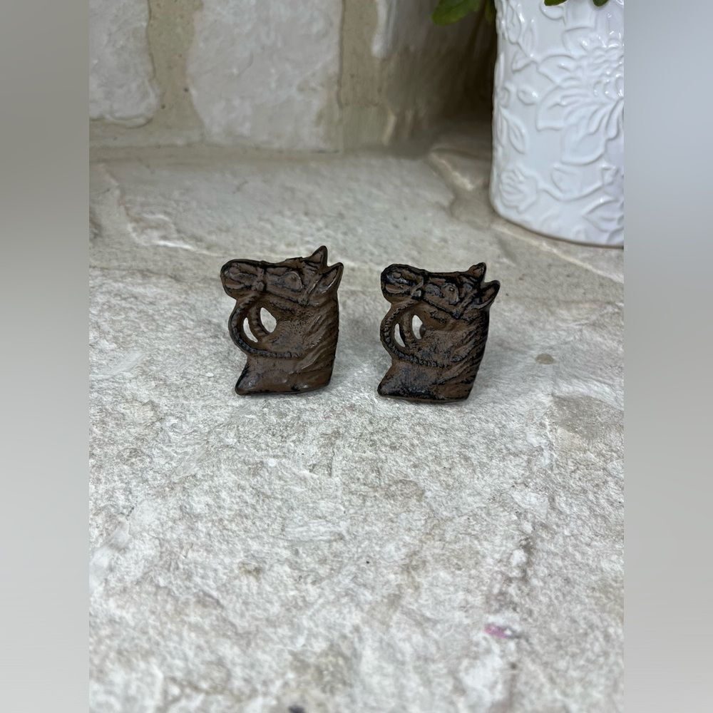 Equestrian Drawer Knobs Hardware Cast Iron 2 inch Horsehead Drawer Pulls Western